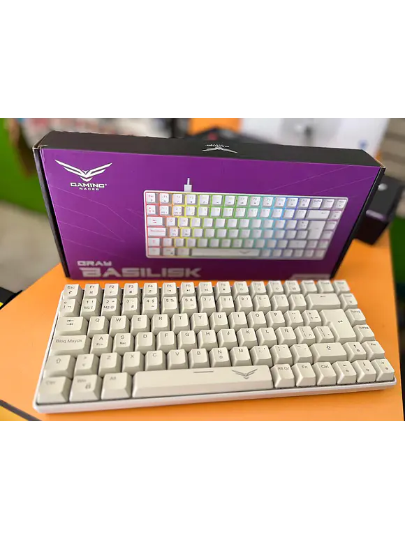 NACEB TECLADO MECANICO GAMER RGB 80% COMPACTO 84 TECLAS GRAY BASILISK NA-0970 2