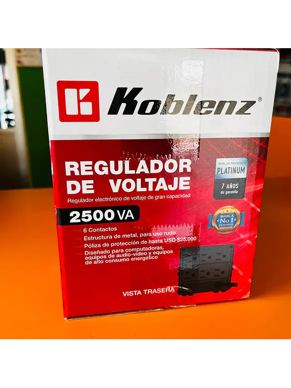 Regulador KOBLENZ ER-2550, 6, Negro, Oficina, 2500 VA, 2000 W 2