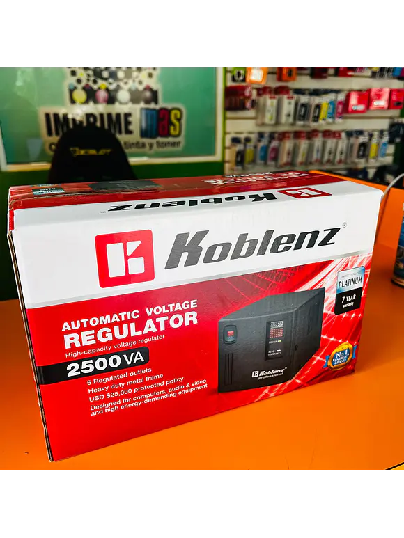 Regulador KOBLENZ ER-2550, 6, Negro, Oficina, 2500 VA, 2000 W 1