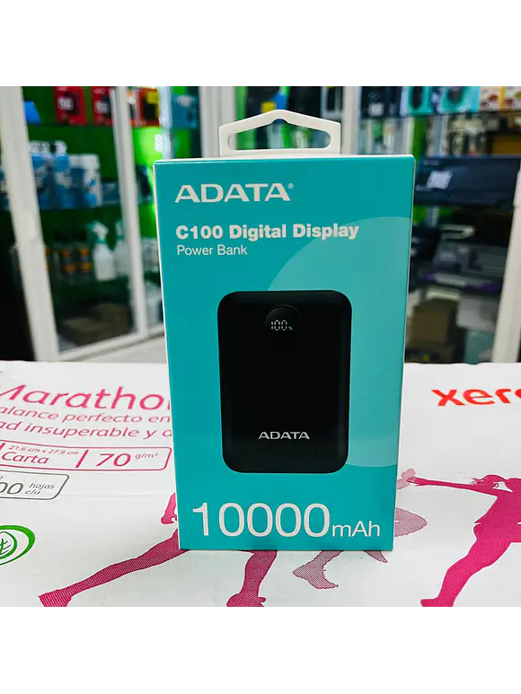 PowerBank ADATA C100 de 10,000 mAh. Carga simultánea de 2 dispositivos. Con indicador LED de carga. Color NEGRO. PC10022-12BK 1