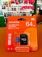 Micro SD ADATA AUSDX64GUICL10A1-RA1, 64 GB, 100 MB/s, 25 MB/s, Negro, Clase 10 - Miniatura 1
