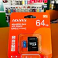 Micro SD ADATA AUSDX64GUICL10A1-RA1, 64 GB, 100 MB/s, 25 MB/s, Negro, Clase 10 - Miniatura 1