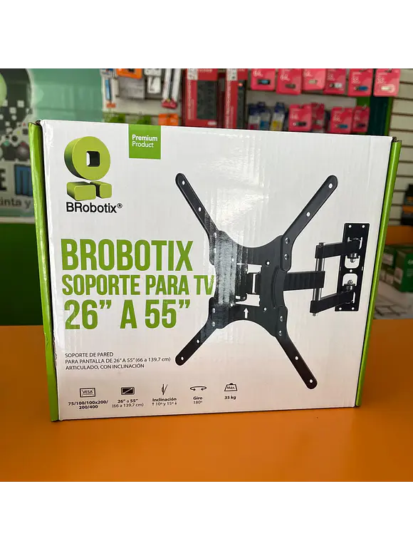 Soporte de Pared MOVIL para TV de 26 a 55 Pulgadas, De Acero, Resistencia 35kg, 651589 BROBOTIX 1
