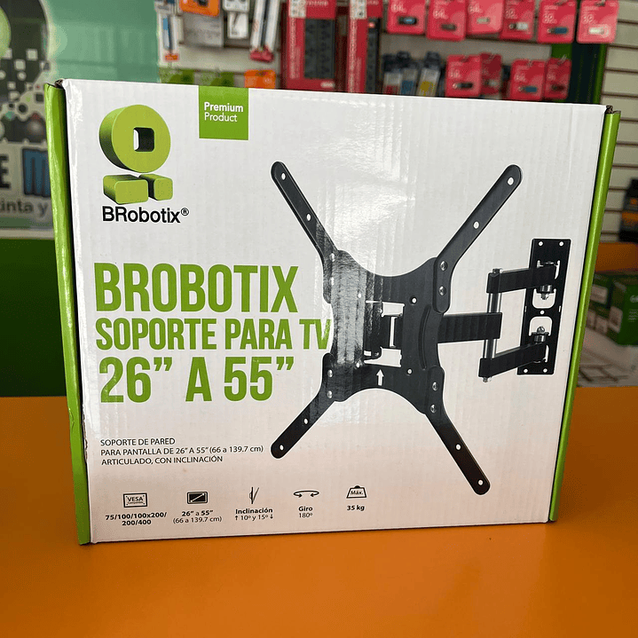 Soporte de Pared MOVIL para TV de 26 a 55 Pulgadas, De Acero, Resistencia 35kg, 651589 BROBOTIX 1