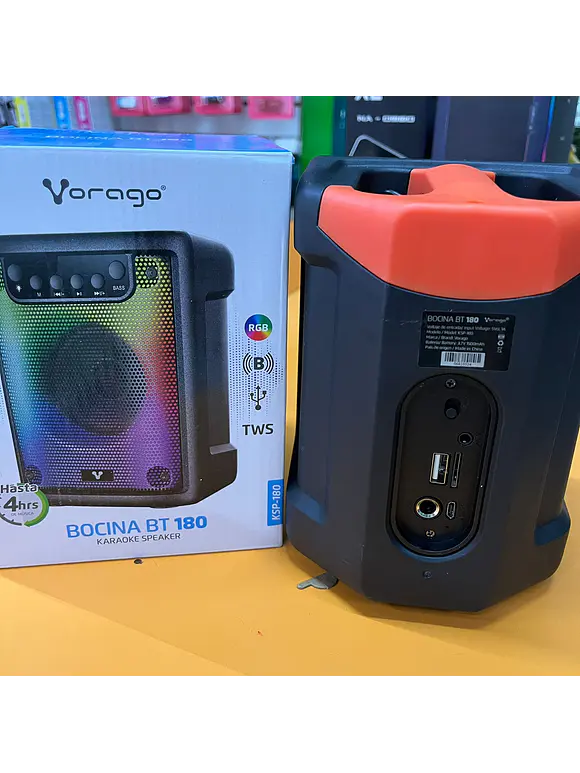 MINI BAFLE VORAGO KSP-180 NEGRO 3 PULGADAS 10WATTS RMS / RECARGABLE / TWS BT 4HRS CARGA USB TIPO C 2