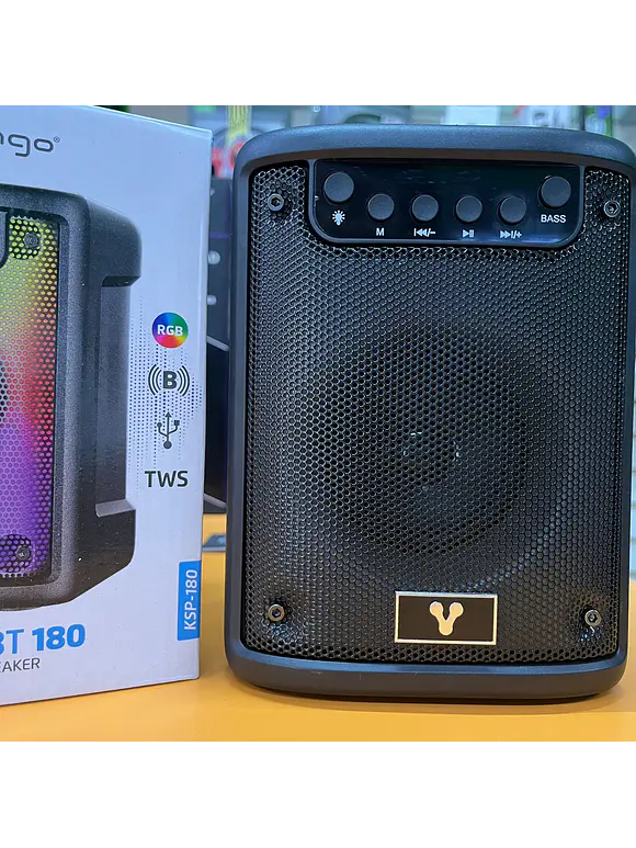 MINI BAFLE VORAGO KSP-180 NEGRO 3 PULGADAS 10WATTS RMS / RECARGABLE / TWS BT 4HRS CARGA USB TIPO C 4