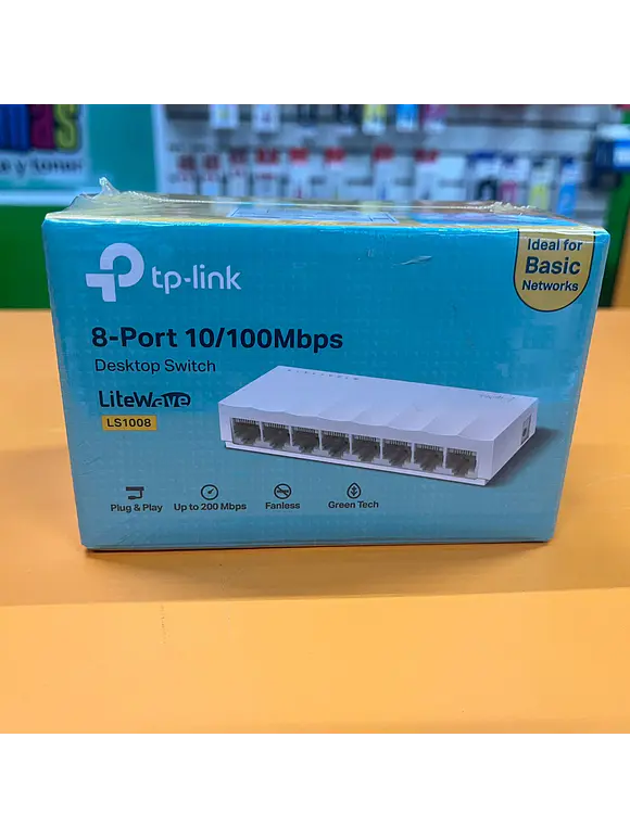 SWITCH DE 8 PUERTOS PARA ESCRITORIO CON TECNOLOGÍA GREEN ETHERNET PLUG AND PLAY TP-LINK LS1008 DE 8 PTOS 10/100M 1