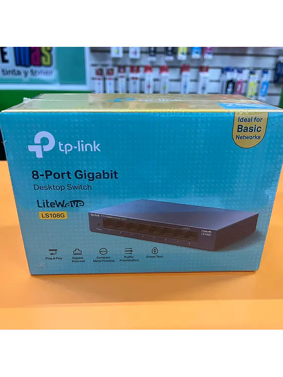 SWITCH DE 8 PUERTOS GIGABIT TP-LINK LS108G PARA ESCRITORIO PLUG AND PLAY CON CARCASA DE ACERO 1
