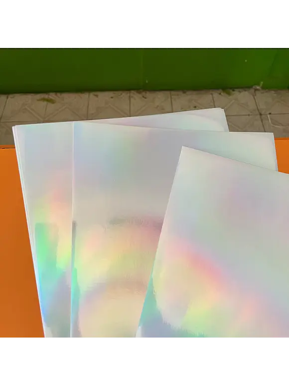 VINIL AUTOADHESIVO HOLOGRAFICO IMPRIMIBLE TINTA COMUN 10 HOJAS A4 1