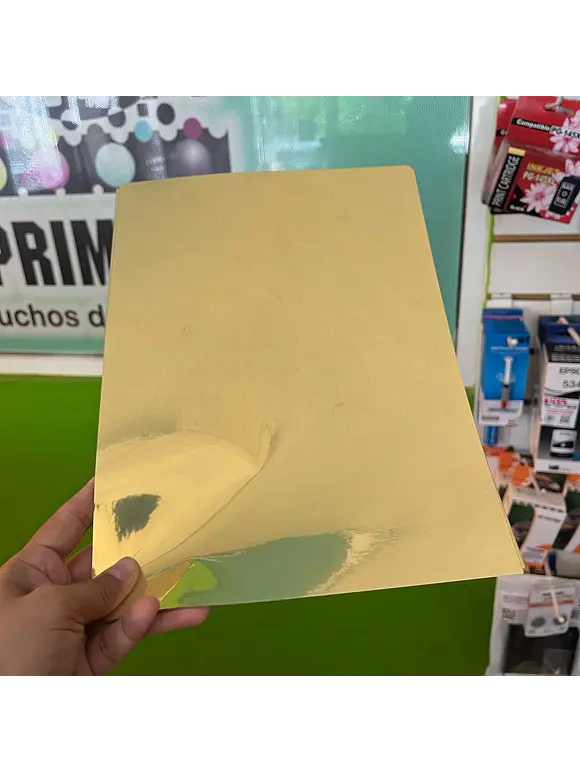 VINIL AUTOADHESIVO ORO IMPRIMIBLE TINTA COMUN 10 HOJAS A4 1