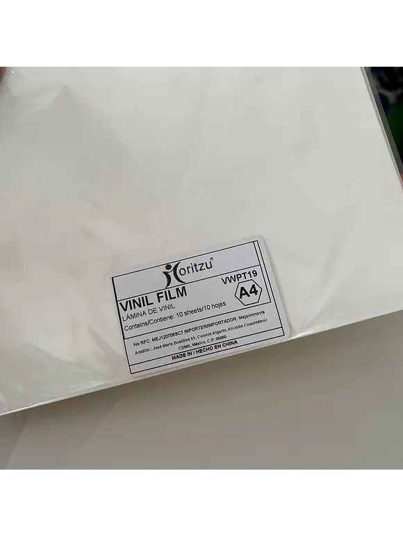 VINIL AUTOADHESIVO IMPRIMIBLE TINTA COMUN 10 HOJAS SEMITRANSPARENTE 4
