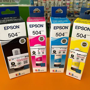 PACK Botella de Tinta Epson T504: Negro, Cyan, Amarillo, Magenta