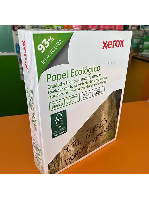 CINCO PAQUETES DE PAPEL XEROX ECOLOGICO CARTA 93% BLANCURA 1