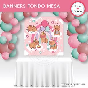 Capibara rosa: banners para fondo de mesa Descarga GRATIS
