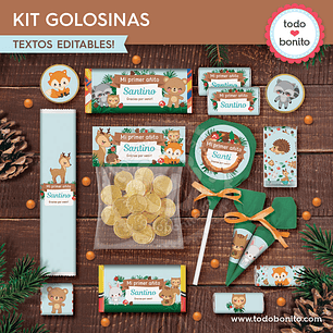 Animales del bosque celeste: kit etiquetas de golosinas Descarga GRATIS