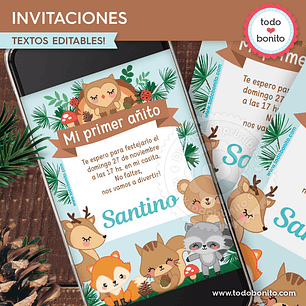 Animales del bosque celeste: invitación imprimible y digital Descarga GRATIS