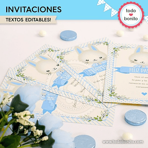 Conejito: invitación imprimible y digital Descarga GRATIS