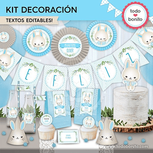 Conejito: kit imprimible decoración de fiesta Descarga GRATIS