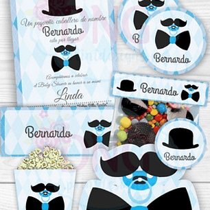 Kit Imprimible Invitaciones Candy Bar Png / Little Man