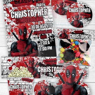 Kit Imprimible Invitaciones Candy Bar Png / Deadpool