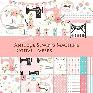 Papeles Y Cliparts Png Digitales Antigua Maquina De Coser M1