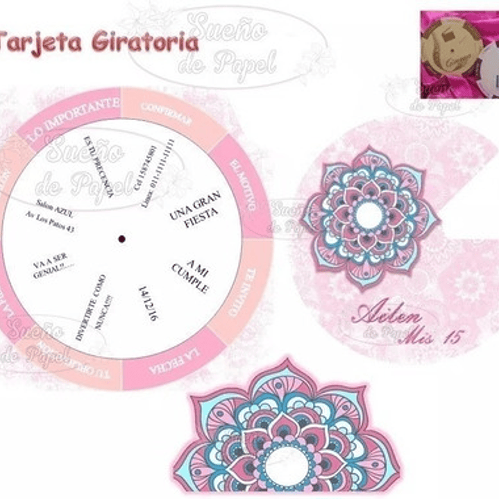 Kit Imprimible Mandala Rosa Editable 2