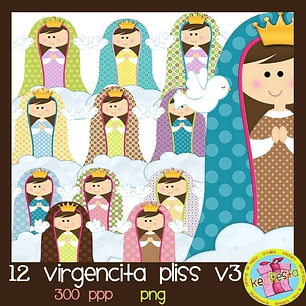 Kit Imprpimible Virgencitas Porfi-3  12 Cliparts