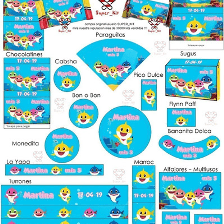 Kit Imprimible Baby Shark Mod 2 Completo Editable 3