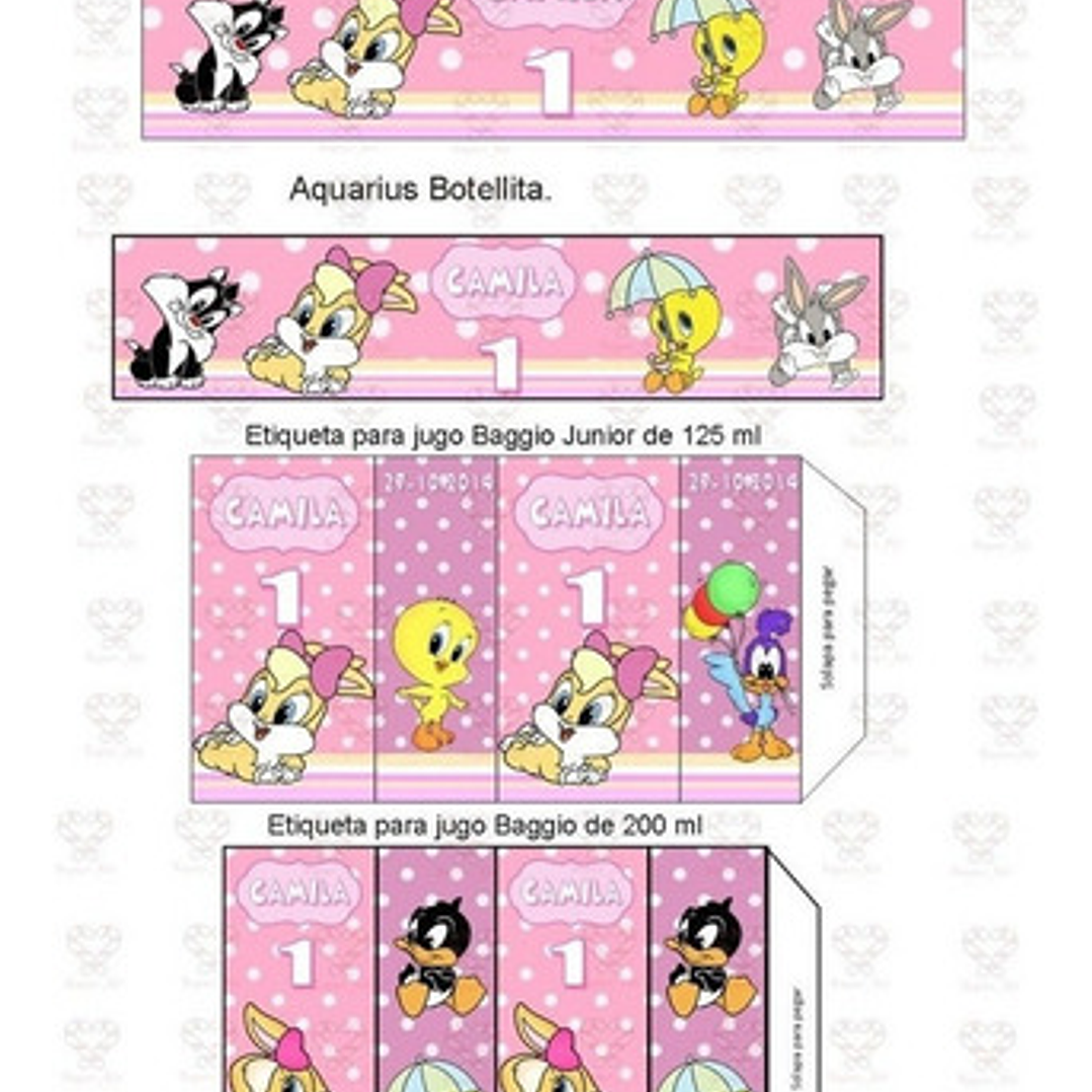 Kit Imprimible Looney Tunes Nena Editable 8