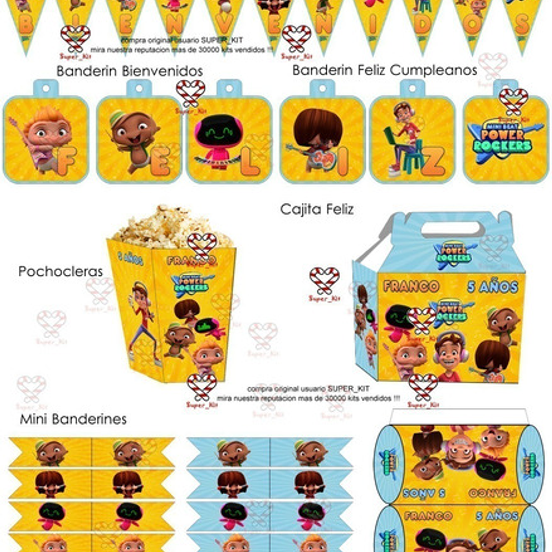 Kit Imprimible Mini Beat Power Rockers Editable 5