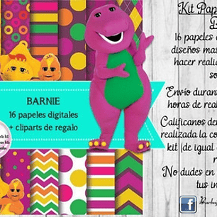 Papeles Fondos Digitales Barnie Kit Imprimibles