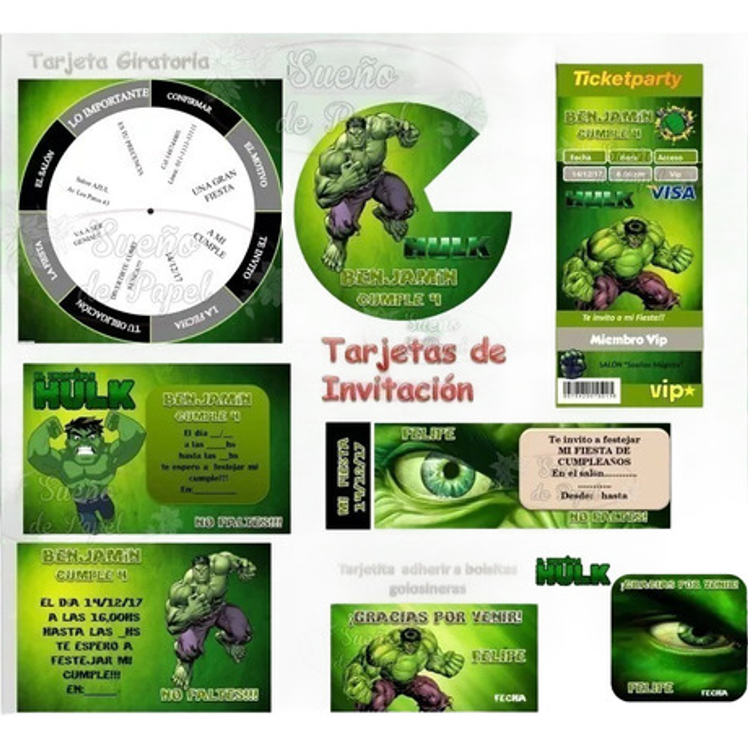 Kit Imprimible Increible Hulk Editable  2