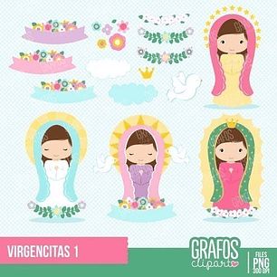 Kit Imprimible Virgencitas  28 Imagenes  Png 