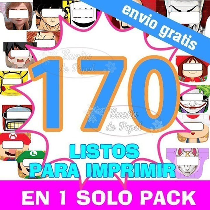 Kit Imprimible Mascaras Infantiles Protectores Faciales 1