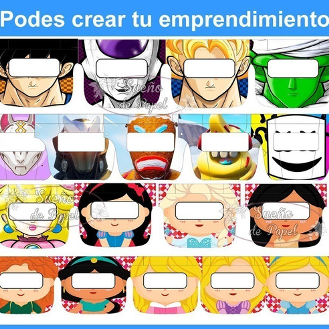 Kit Imprimible Mascaras Infantiles Protectores Faciales 4