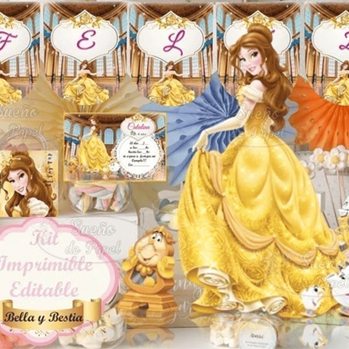 Kit Imprimible La Bella Y La Bestia Editable 2