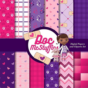 Kit Imprimible Doctora Juguetes 2 - 6 Clipart 12 Fondos