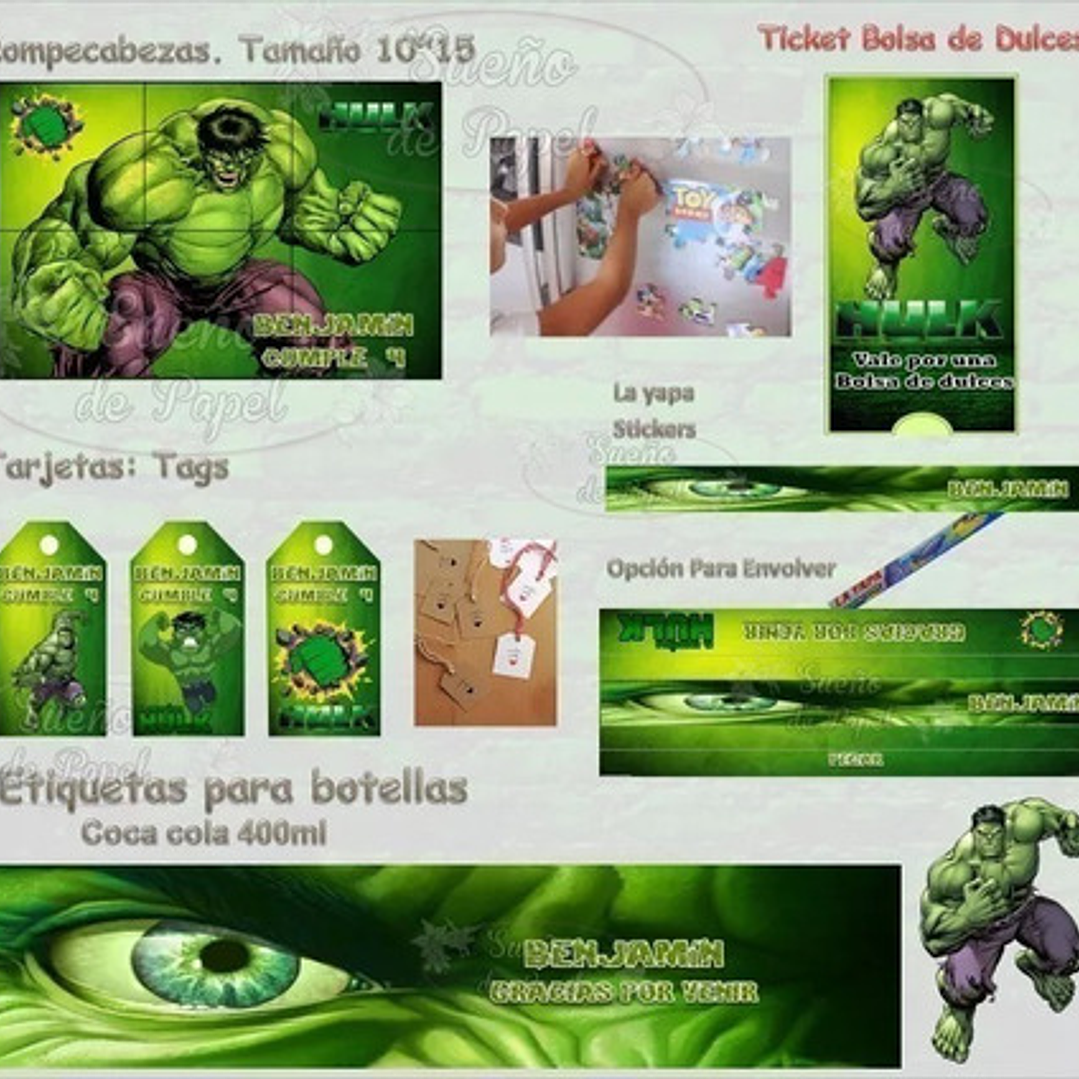 Kit Imprimible Increible Hulk Editable 6
