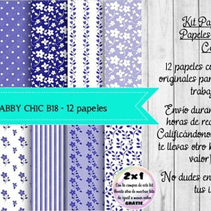 Papeles Digitales Shabby Chic Vintage Azul B18