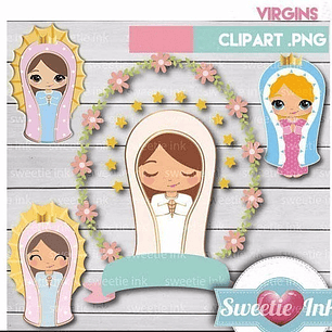 Kit Imprimible Virgencitas 1- 26 Png - jpg 