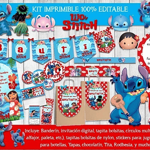Kit Imprimible Candy Bar Lilo & Stich 100% Editable