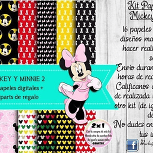 Papeles Fondos Digitales Mickey Y Minnie 2 Kit Imprimible