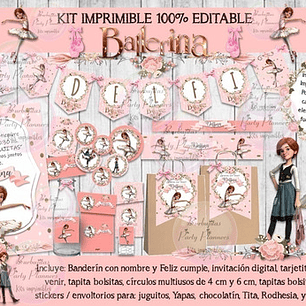 Kit Imprimible Candy Bar Bailarina La Pelicula 100% Editable