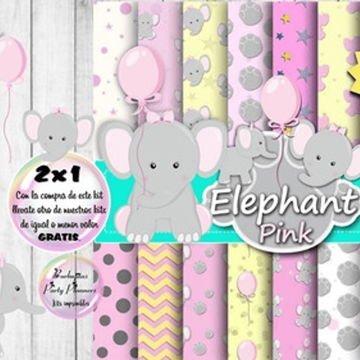 Cliparts Y Papeles Elefante Rosa Kit Imprimible 1
