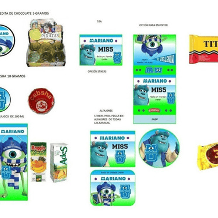 Kit Imprimible Candy Bar Monsters Inc El Mas Completo 6