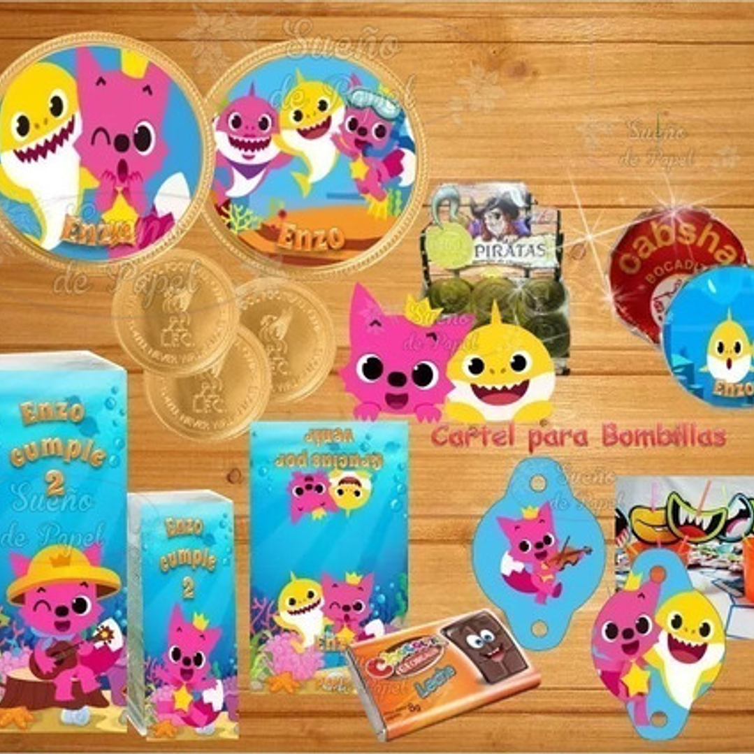 Kit Imprimible Baby Shark Editable 3