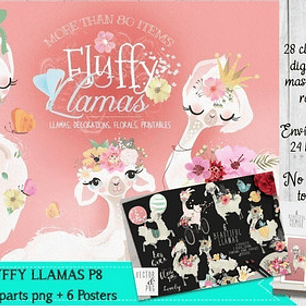 Cliparts Imagenes Png Papeles Llamas Alpacas Florales P8