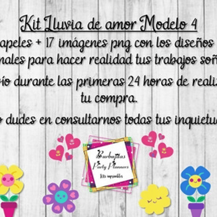 Cliparts Y Papeles Lluvia De Amor Mod. 4  Kit Imprimible 2
