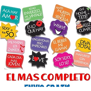 Kit Photo Booth Cumpleaños Cumple 50 Frases Y Props Completo