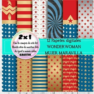 Papeles Digitales Wonderwoman Mujer Maravilla Kit Imprimible